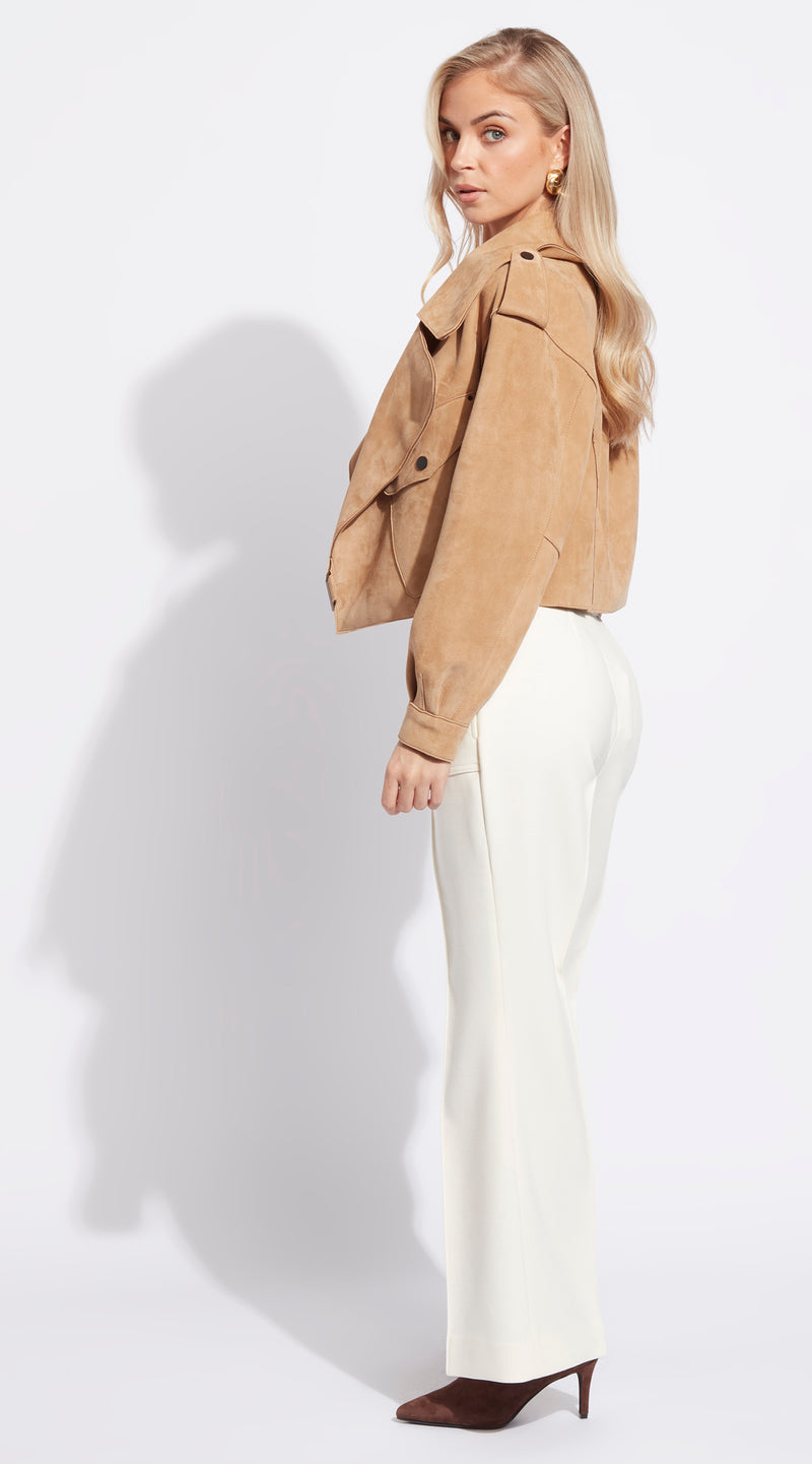 Luxy Oversized Suede Jacket - Light Beige