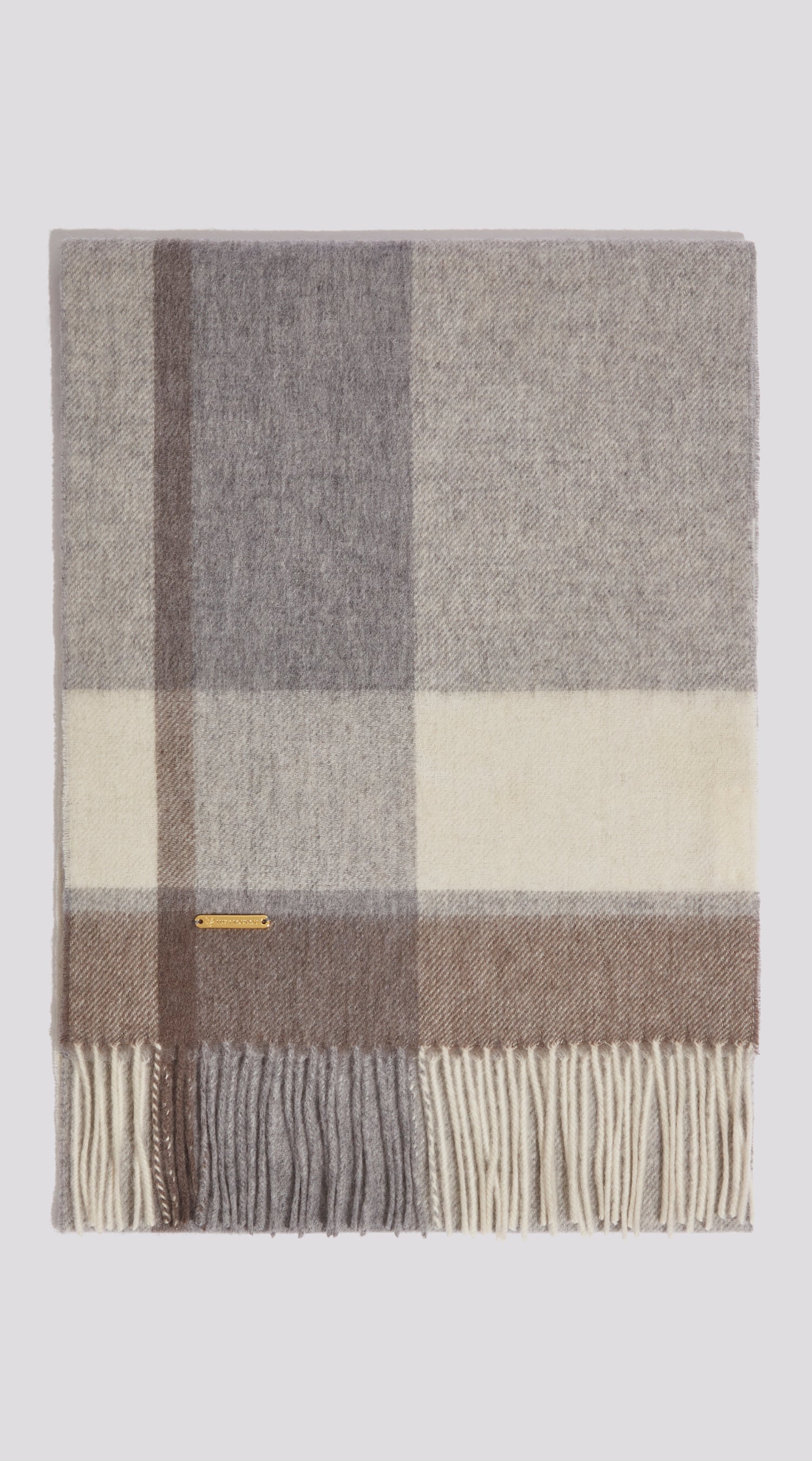 Luxy Lambs Wool Scarf - Grey Check