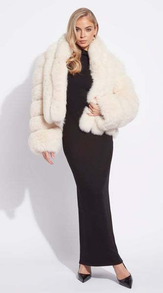 Supreme Luxy Fox Fur Collared Coat - Crema – Luxy London