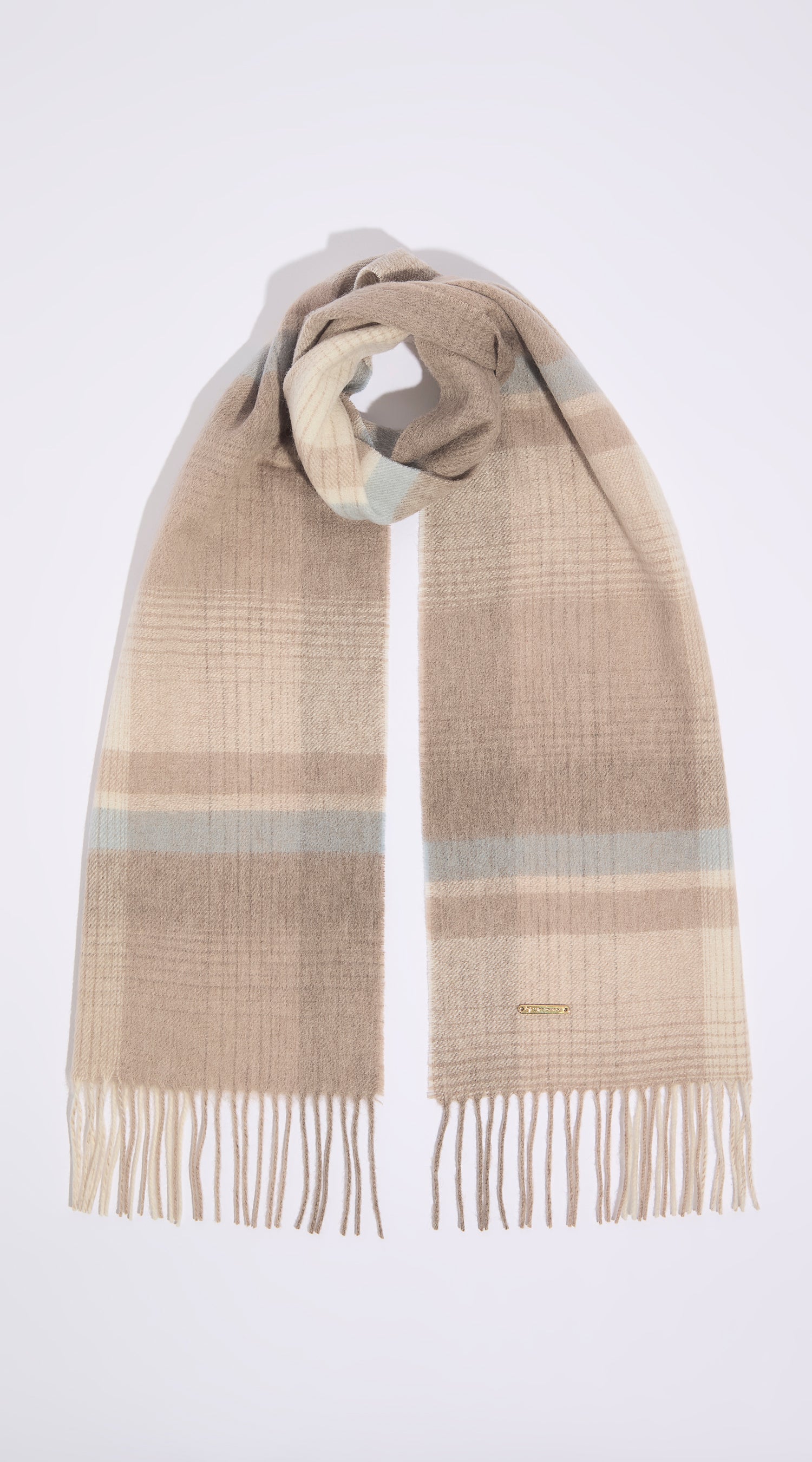 Luxy Lambs Wool Scarf - Beige Check