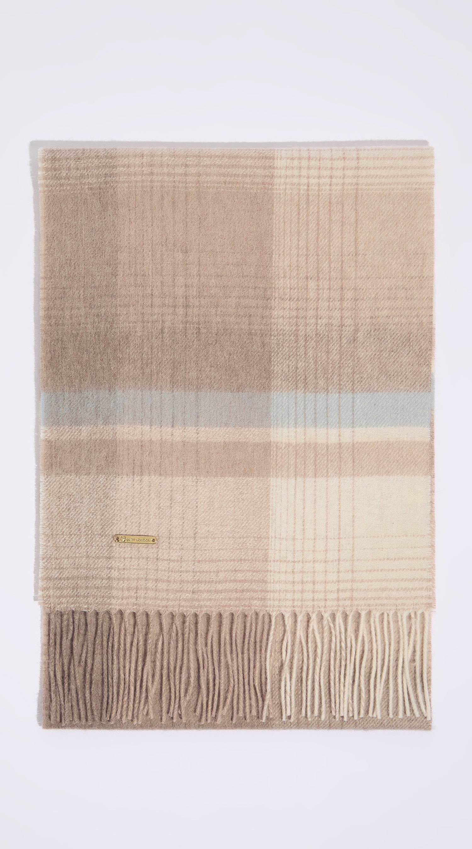Luxy Lambs Wool Scarf - Beige Check