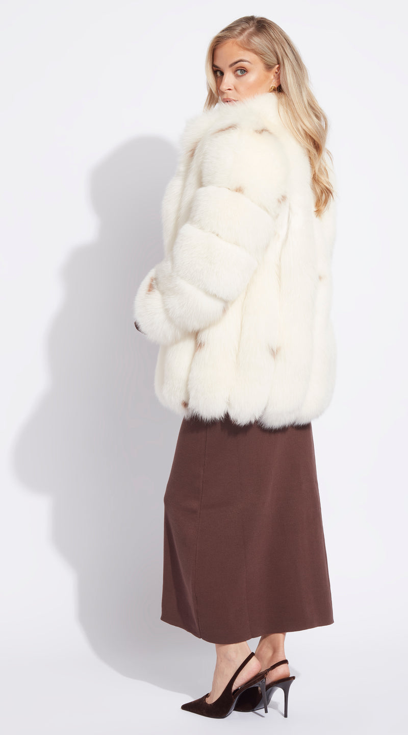 Supreme Luxy  Fox Fur Midi Collared Coat - Limited Edition