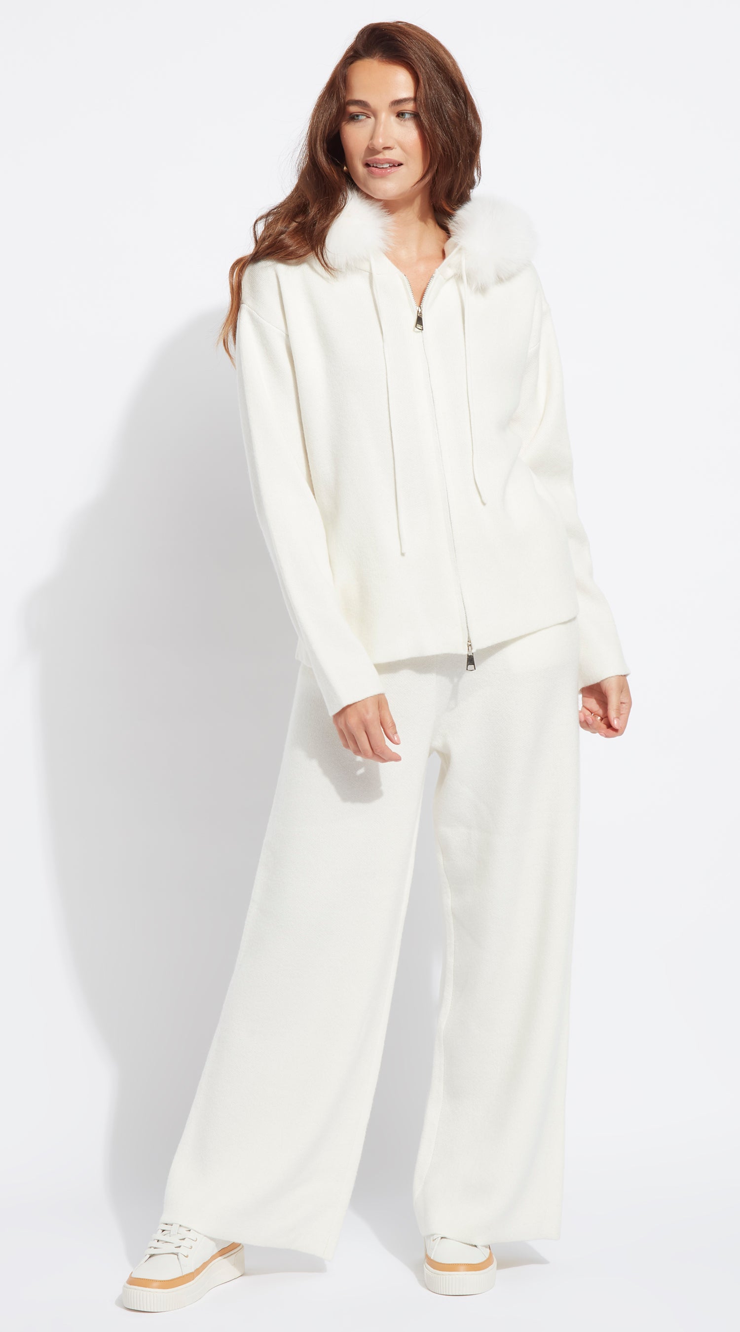 Luxy Knitted Zip Through Lounge Set - Crema