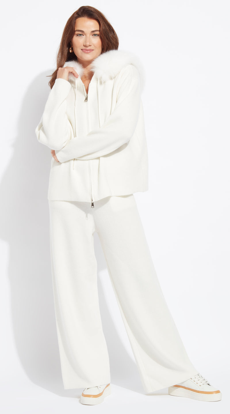 Luxy Knitted Zip Through Lounge Set - Crema