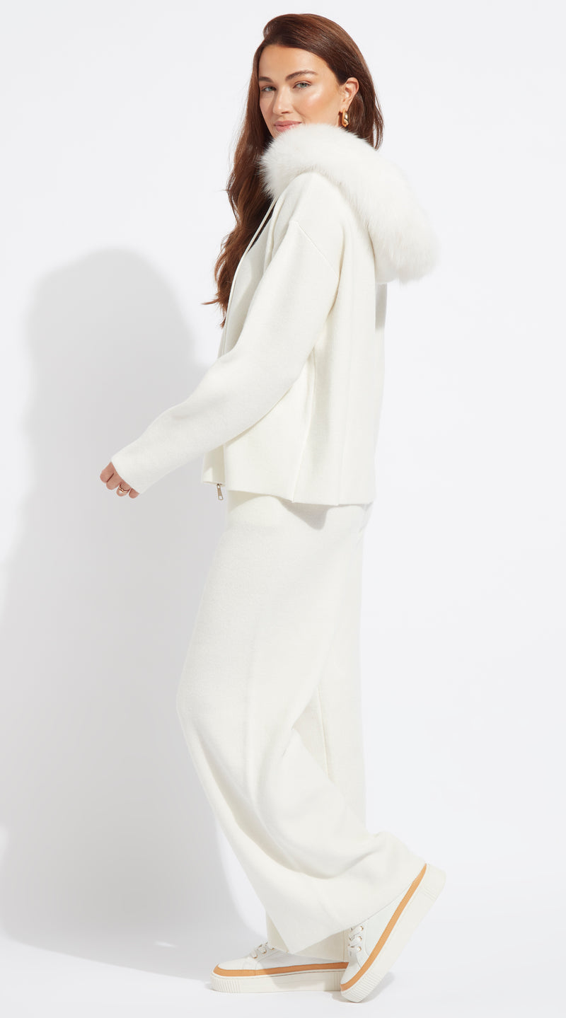 Luxy Knitted Zip Through Lounge Set - Crema