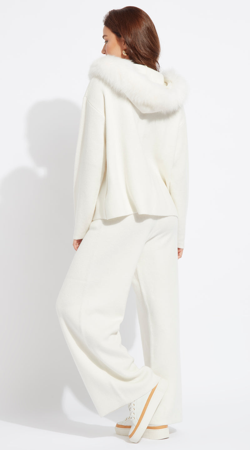 Luxy Knitted Zip Through Lounge Set - Crema