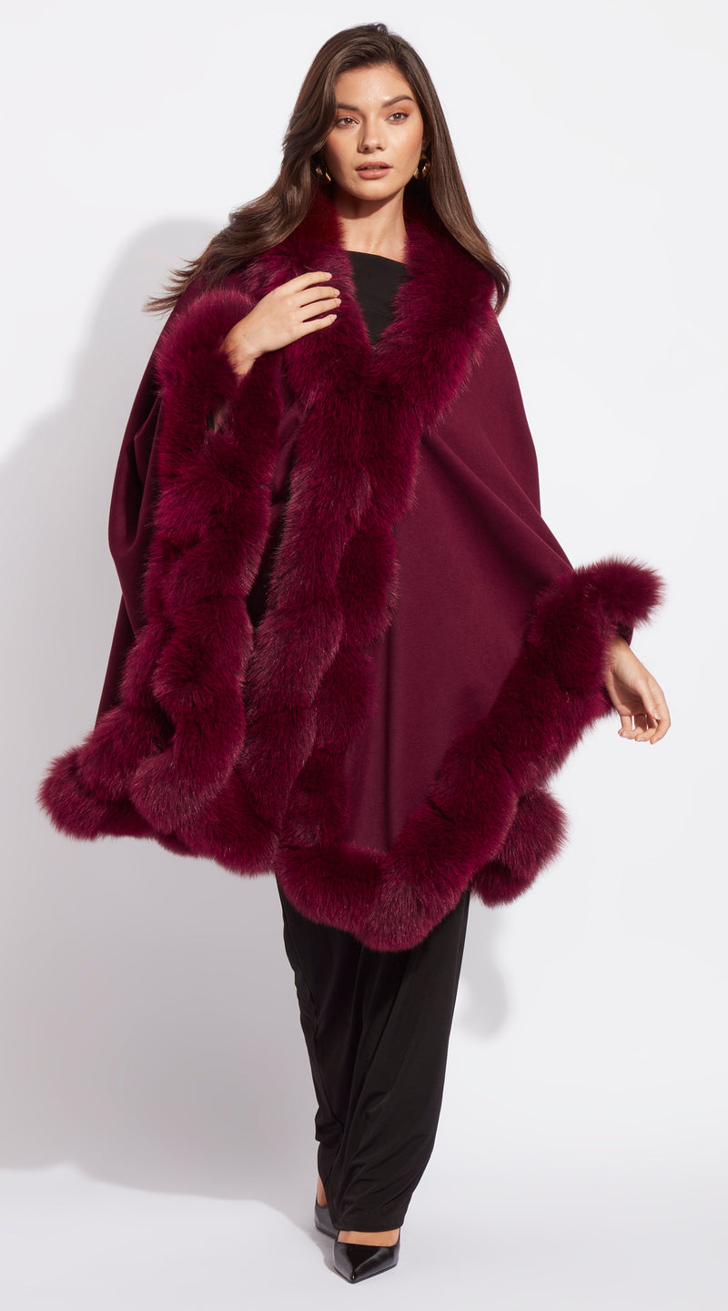 The Luxy Cashmere Spiral Cape - Burgundy