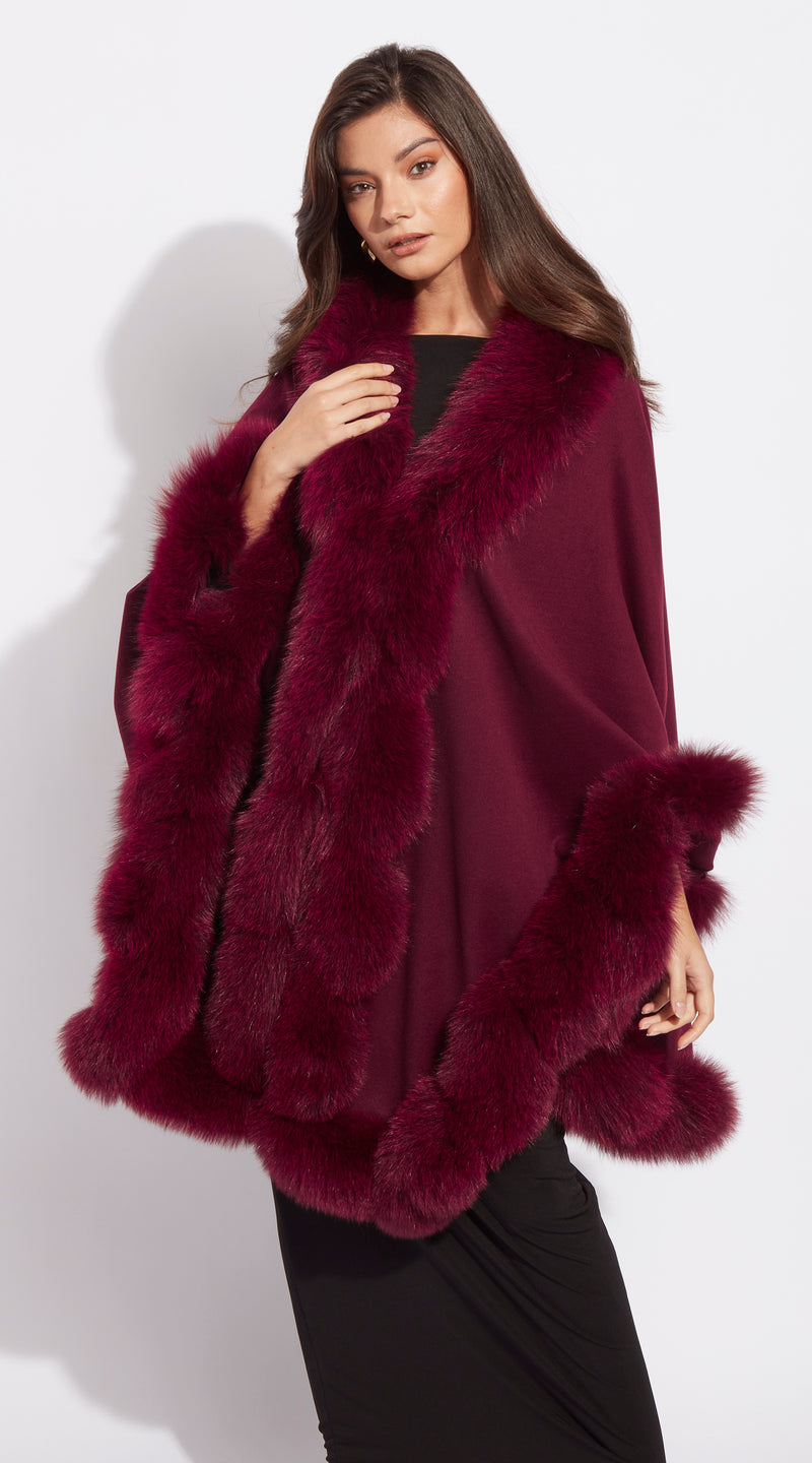 The Luxy Cashmere Spiral Cape - Burgundy