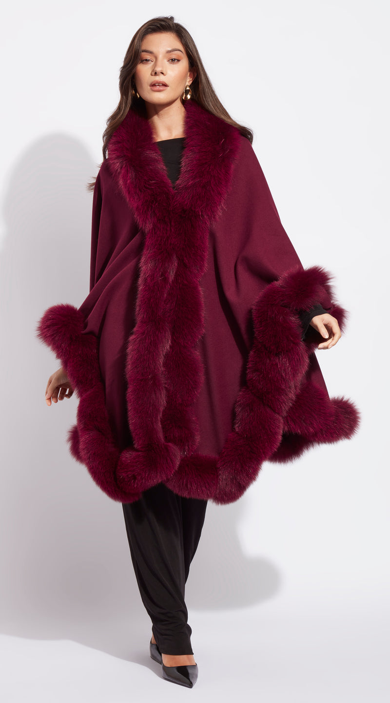 The Luxy Cashmere Spiral Cape - Burgundy