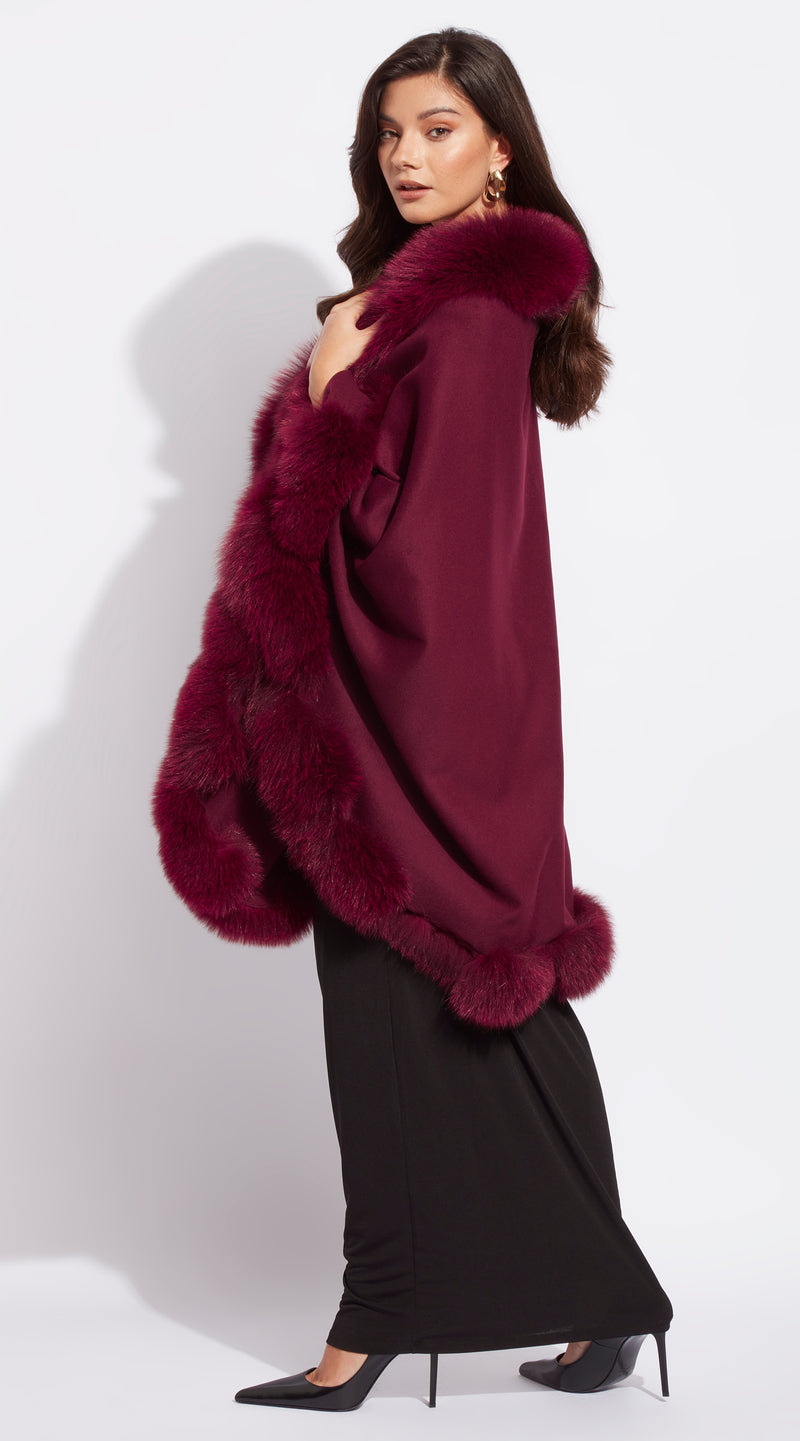 The Luxy Cashmere Spiral Cape - Burgundy