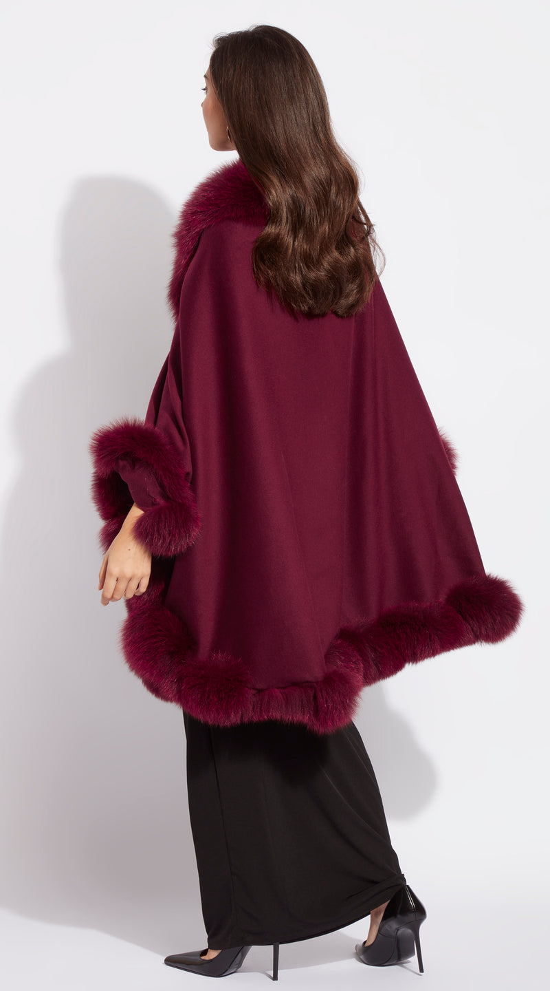 The Luxy Cashmere Spiral Cape - Burgundy