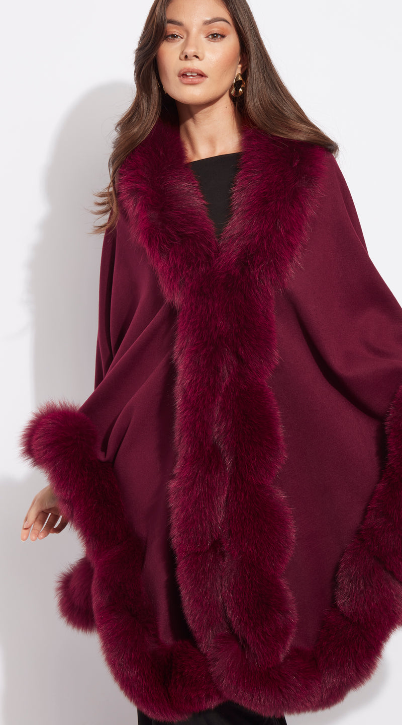 The Luxy Cashmere Spiral Cape - Burgundy