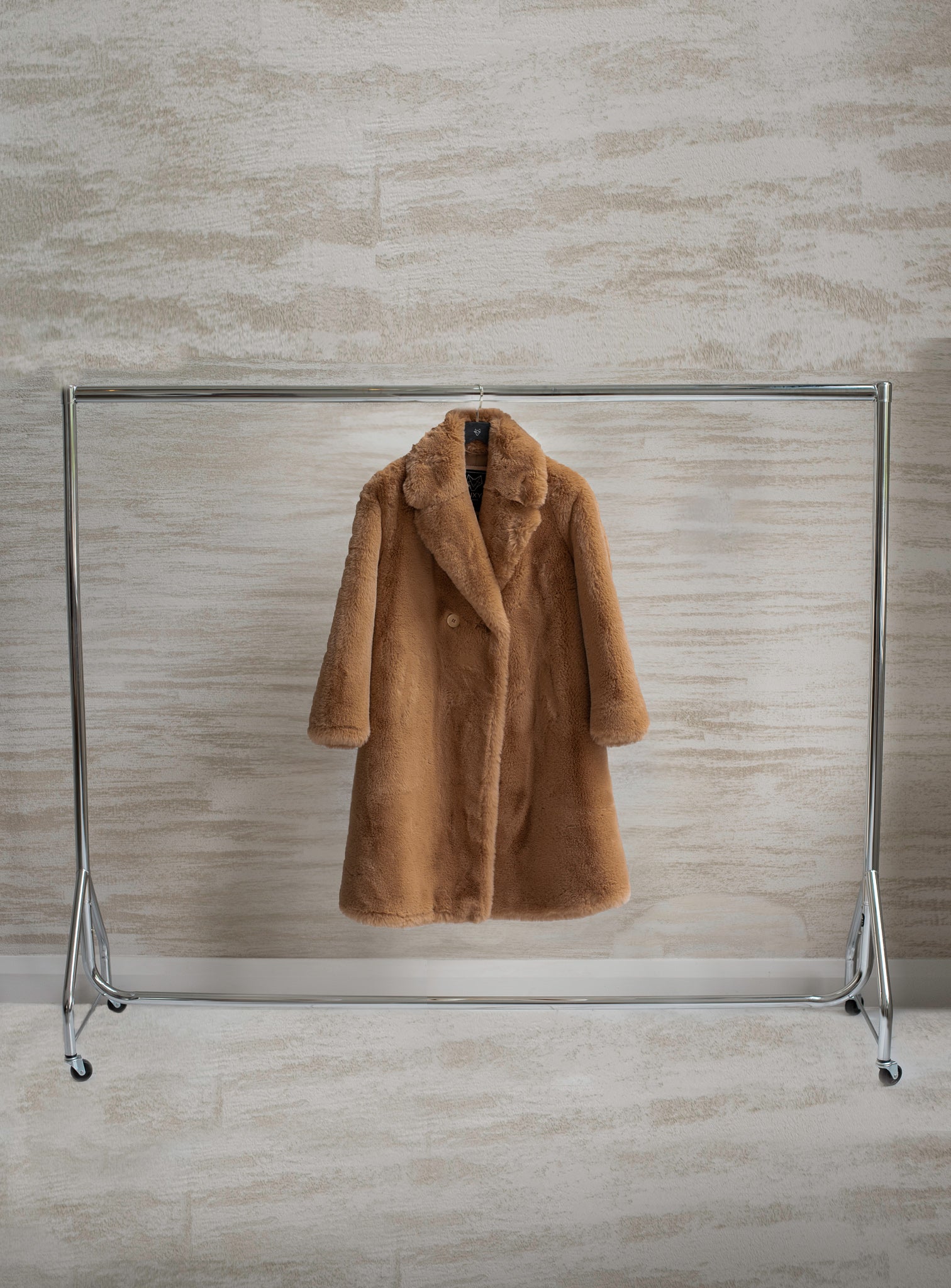 Luxy Faux Fur Single Breasted Coat - Camel