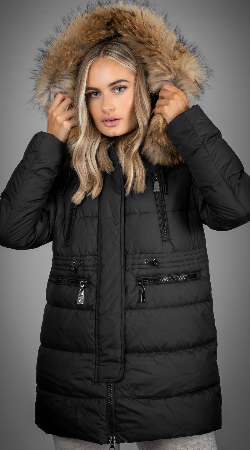 OUTLET Luxy Padded Jacket - Black x Natural