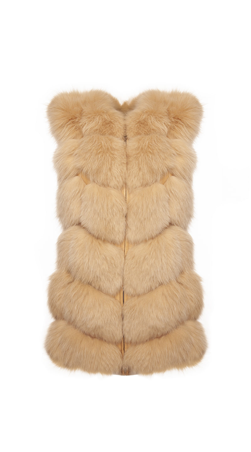 Luxy Fox Fur Gilet - Vanilla
