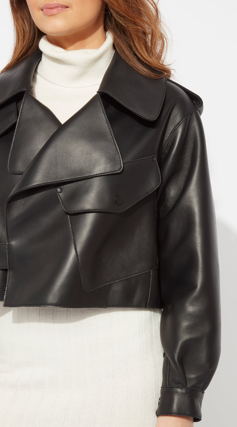 Luxy Oversized Leather Jacket - Black
