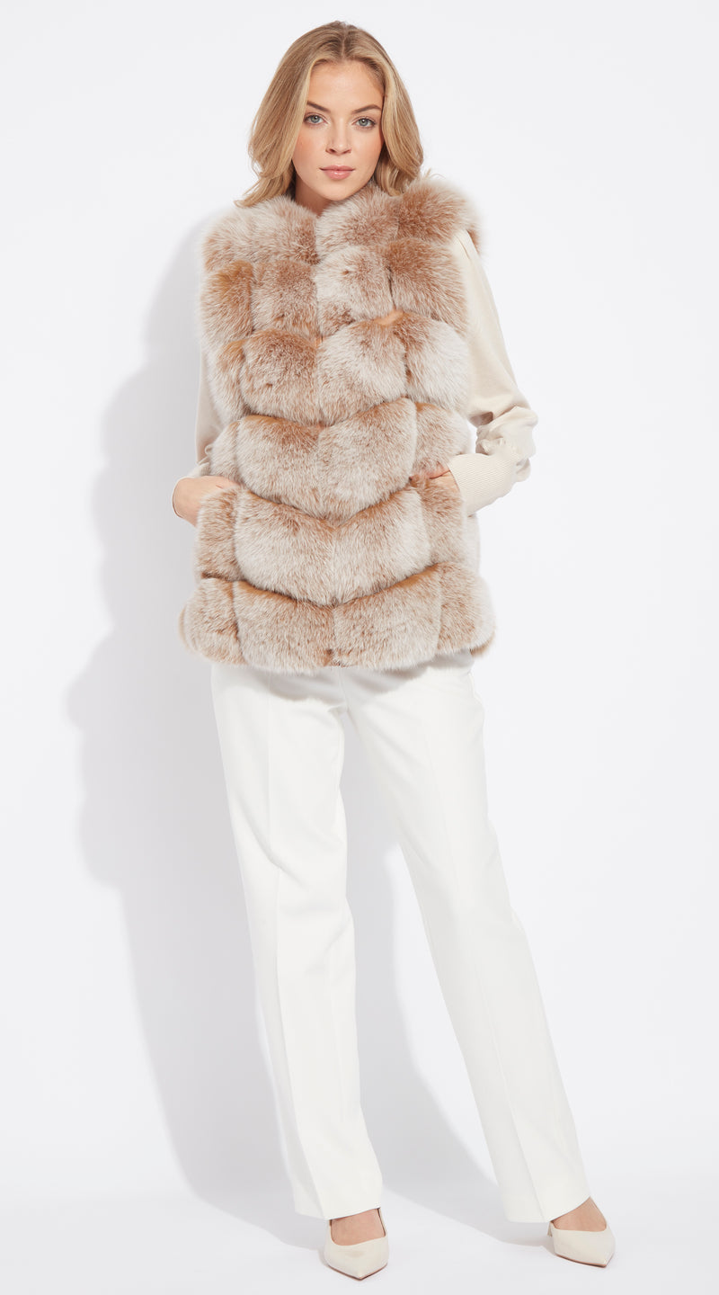 Luxy Fox Fur Gilet - Caramel Tipped