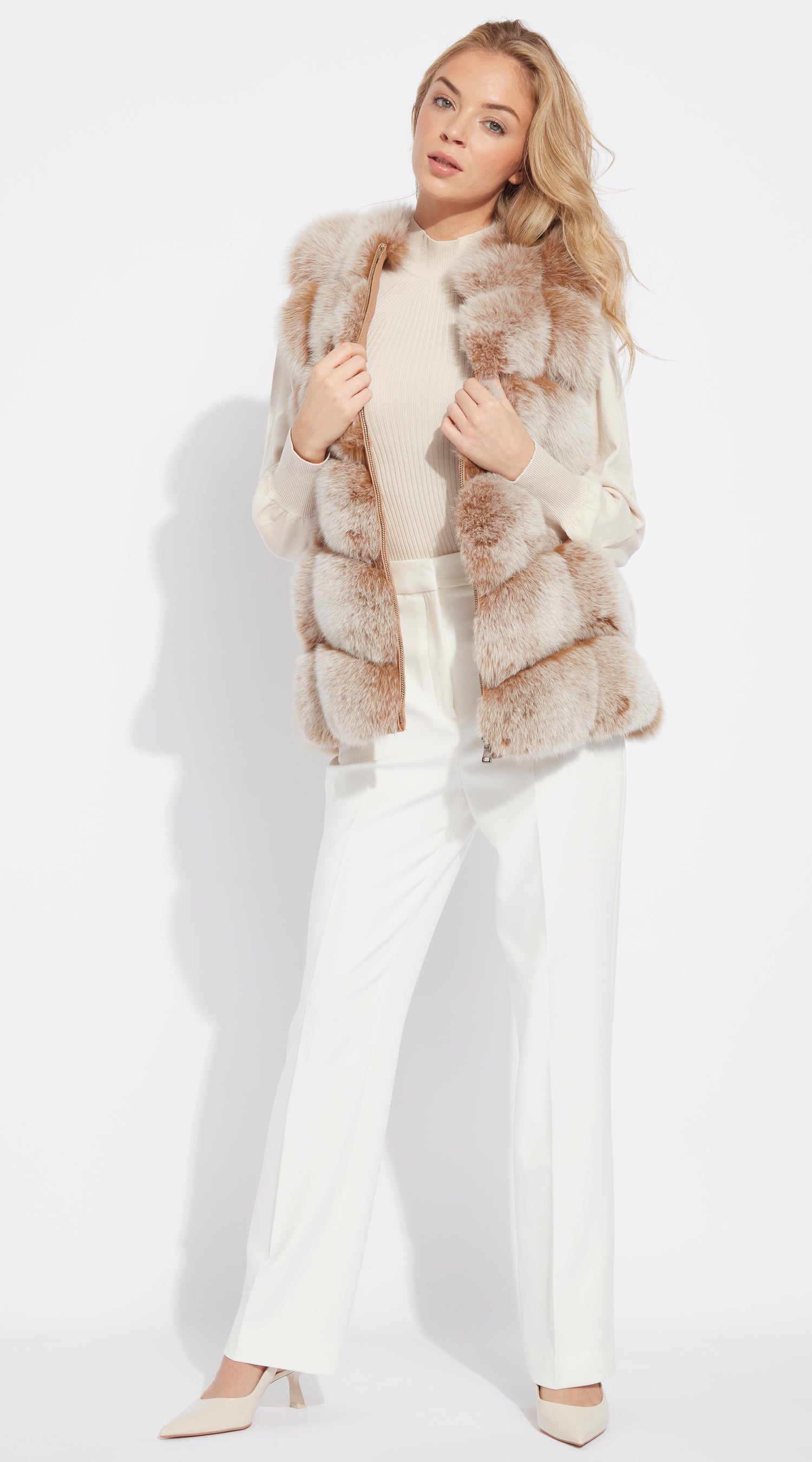 Luxy Fox Fur Gilet - Caramel Tipped