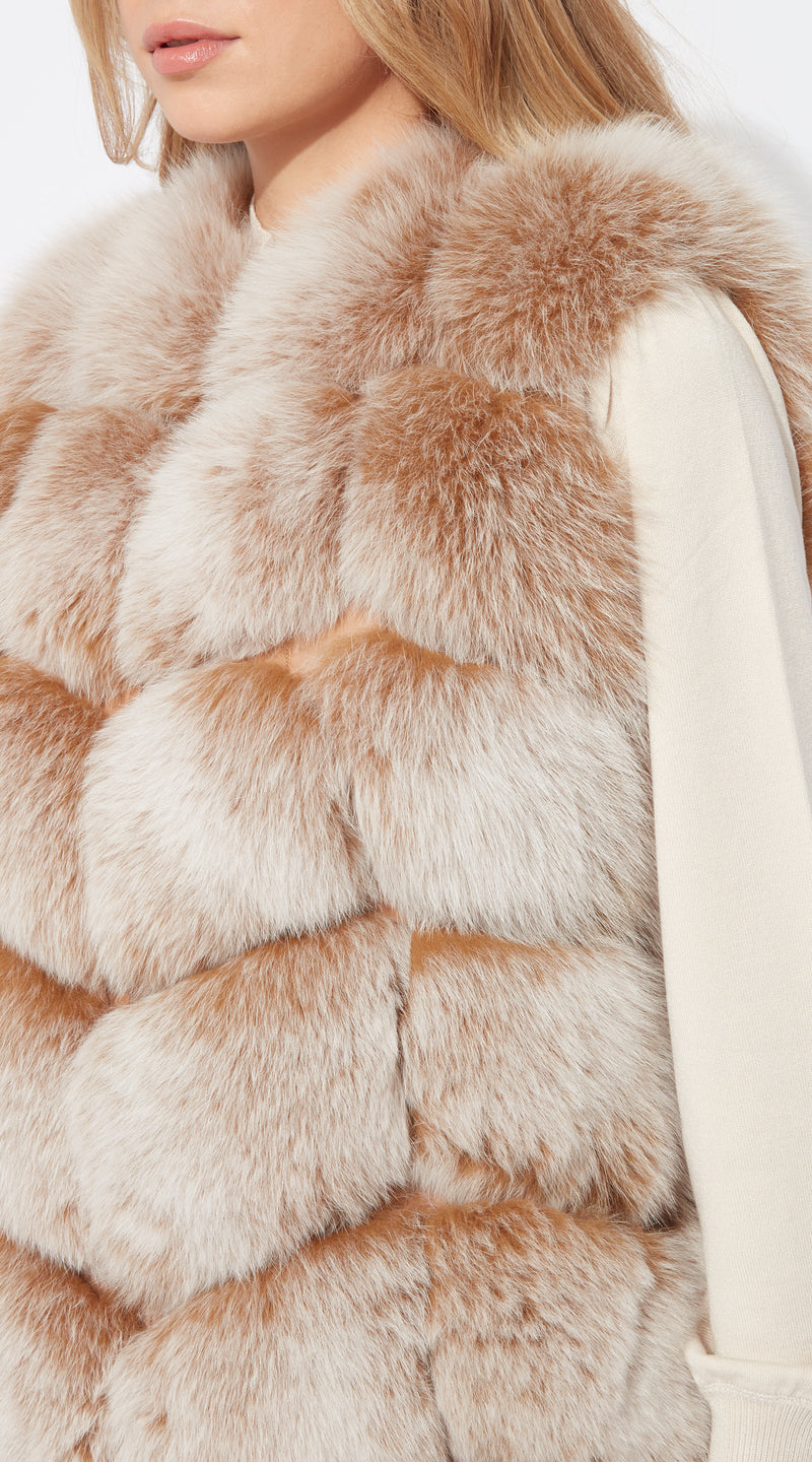 Luxy Fox Fur Gilet - Caramel Tipped