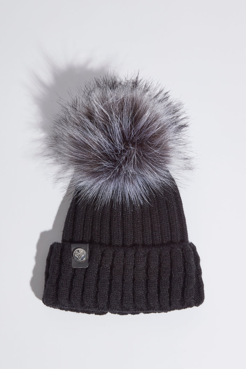 Mens Faux Boston Pom Pom Hat - Black