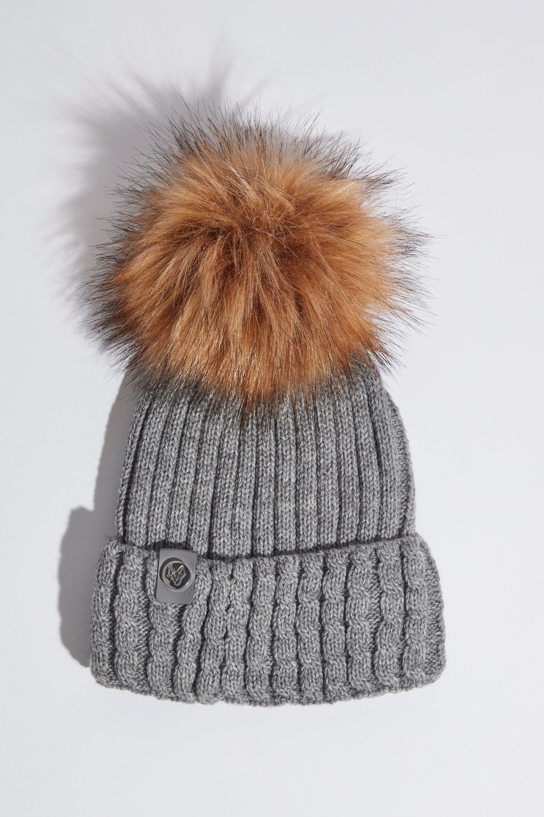 Faux Boston Pom Pom Hat - Grey
