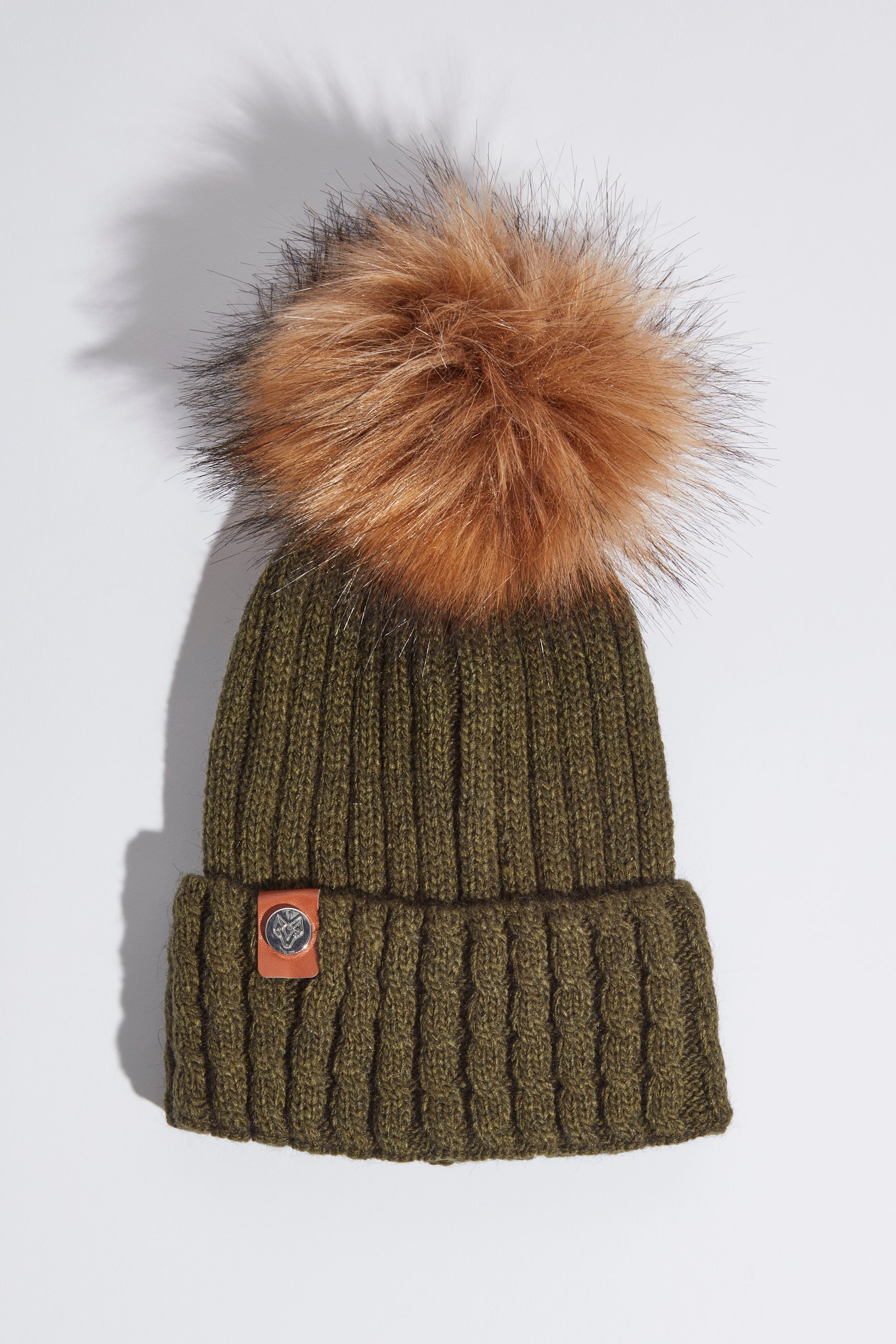 Mens Faux Boston Pom Pom Hat - Khaki
