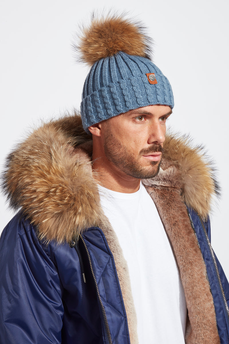 Mens Boston Pom Pom Hat Denim – Luxy London - Main Image