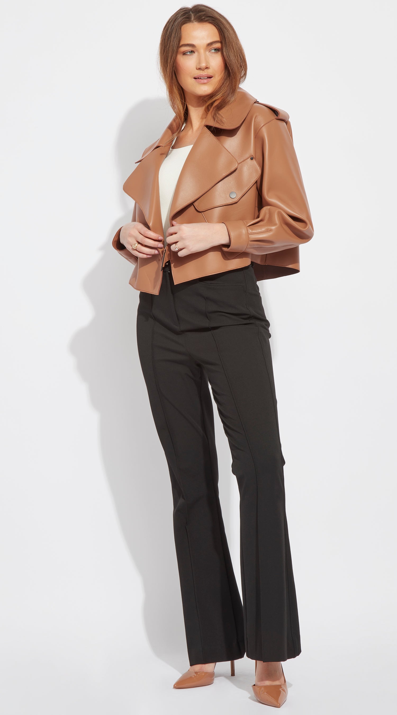 OUTLET Luxy Oversized Leather Jacket - Tan