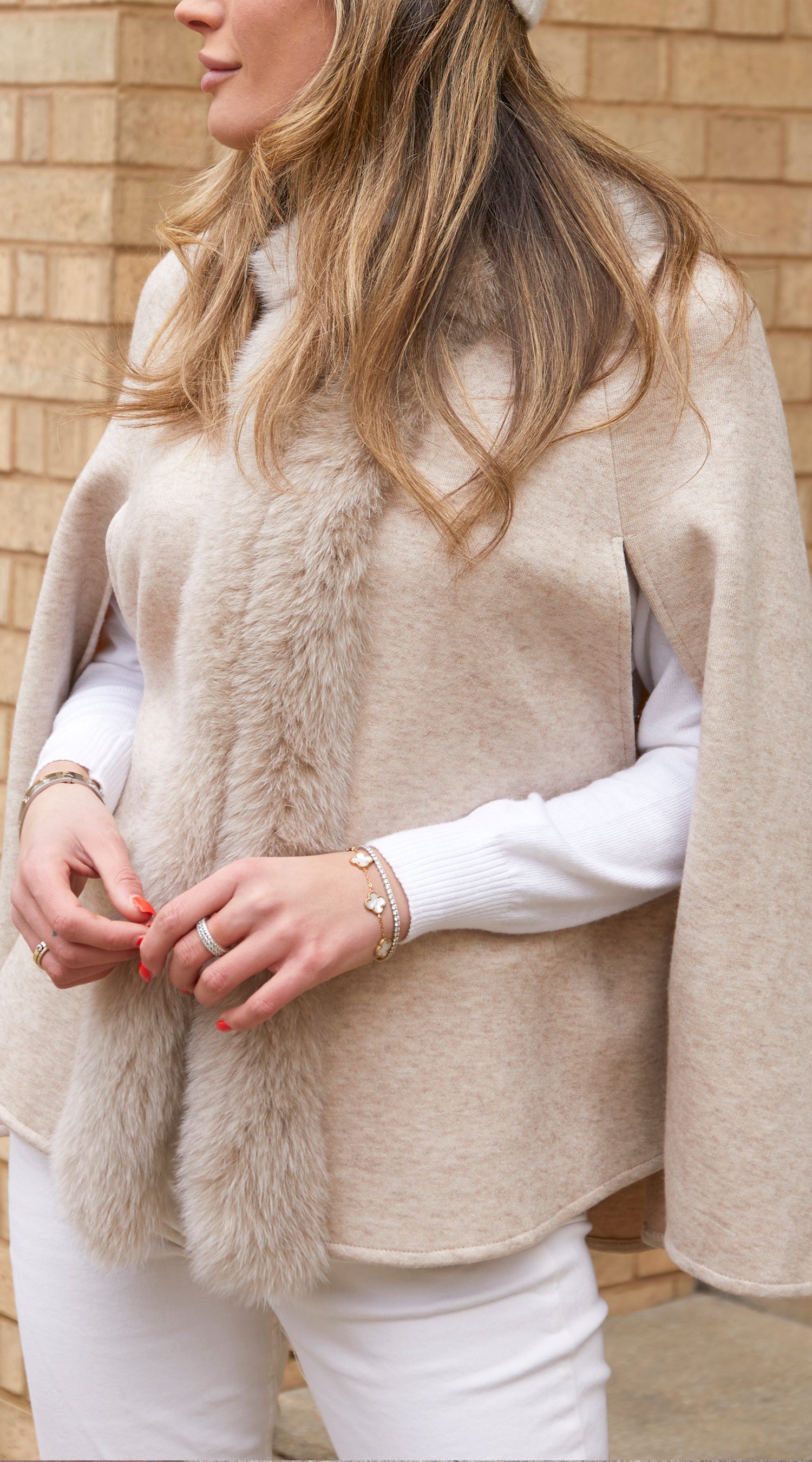 Luxy Wool and Fox Fur Cape