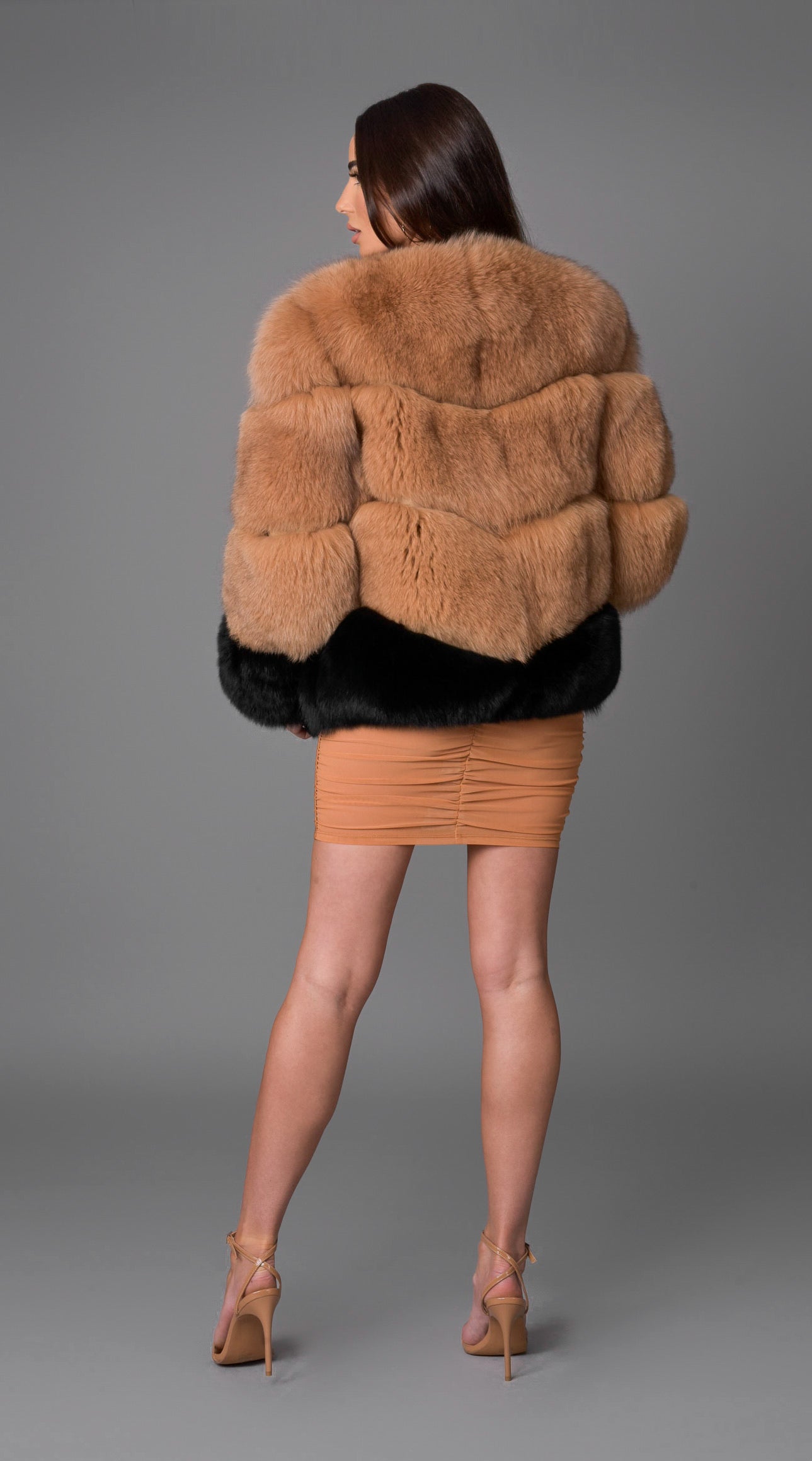 Supreme Luxy Fox Fur Two Toned Paneled Coat