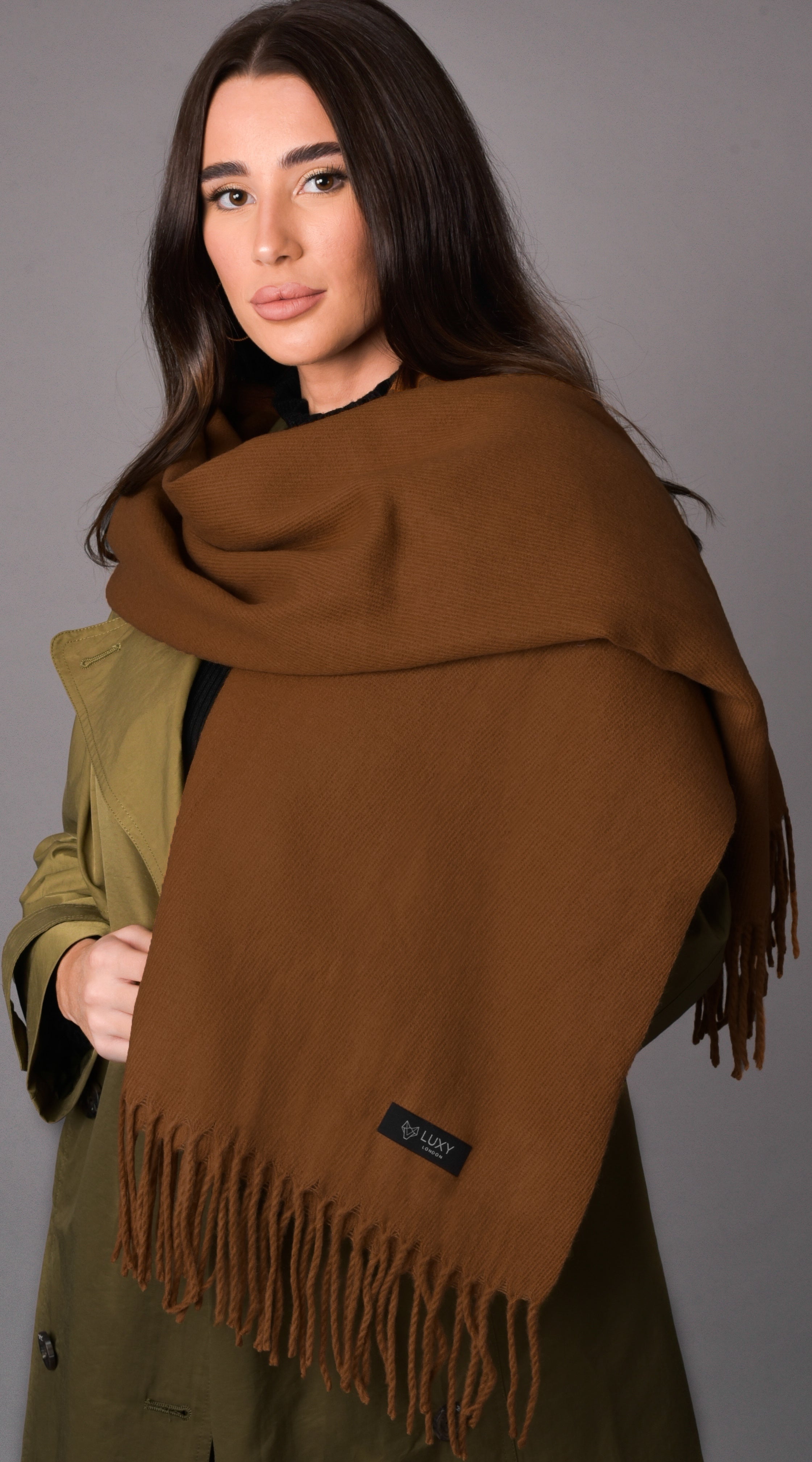 OUTLET Luxy Cashmere & Wool Long Scarf - Brown