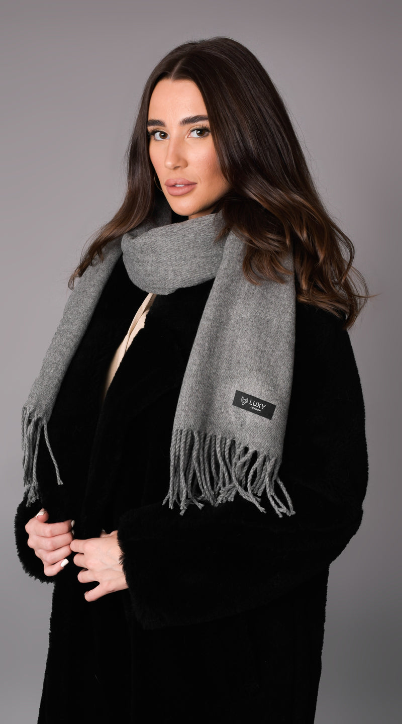 OUTLET Luxy Cashmere & Wool Long Scarf - Grey