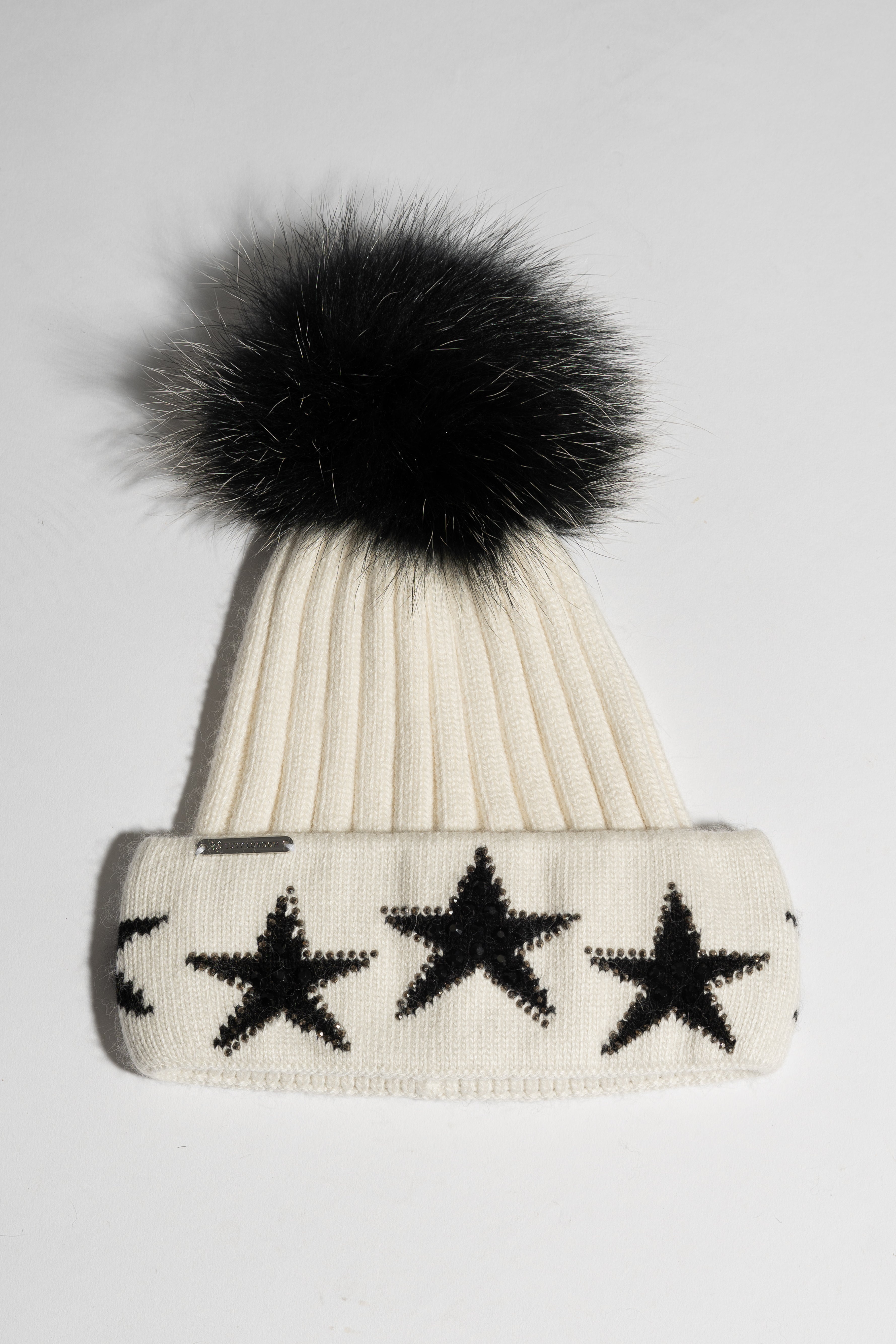 OUTLET Phoenix Star Embellished Pom Pom Hat - Ecru