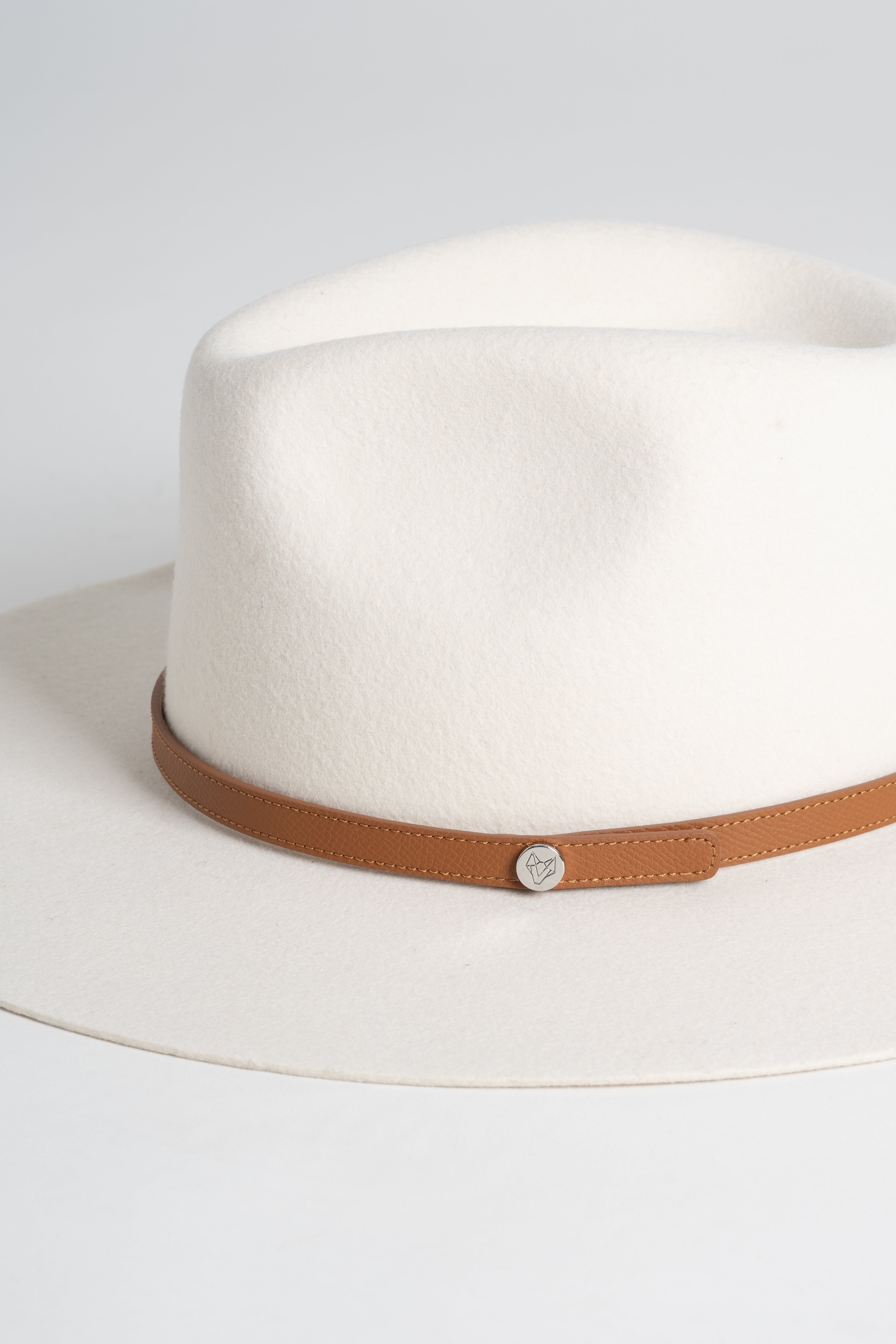 Luxy Wool Fedora Hat - Ivory/Camel