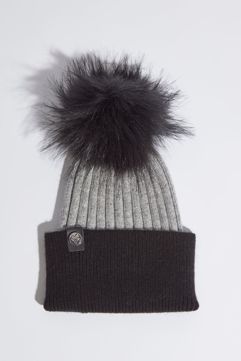 Faux Harley Pom Pom Hat Black/Grey – Luxy London