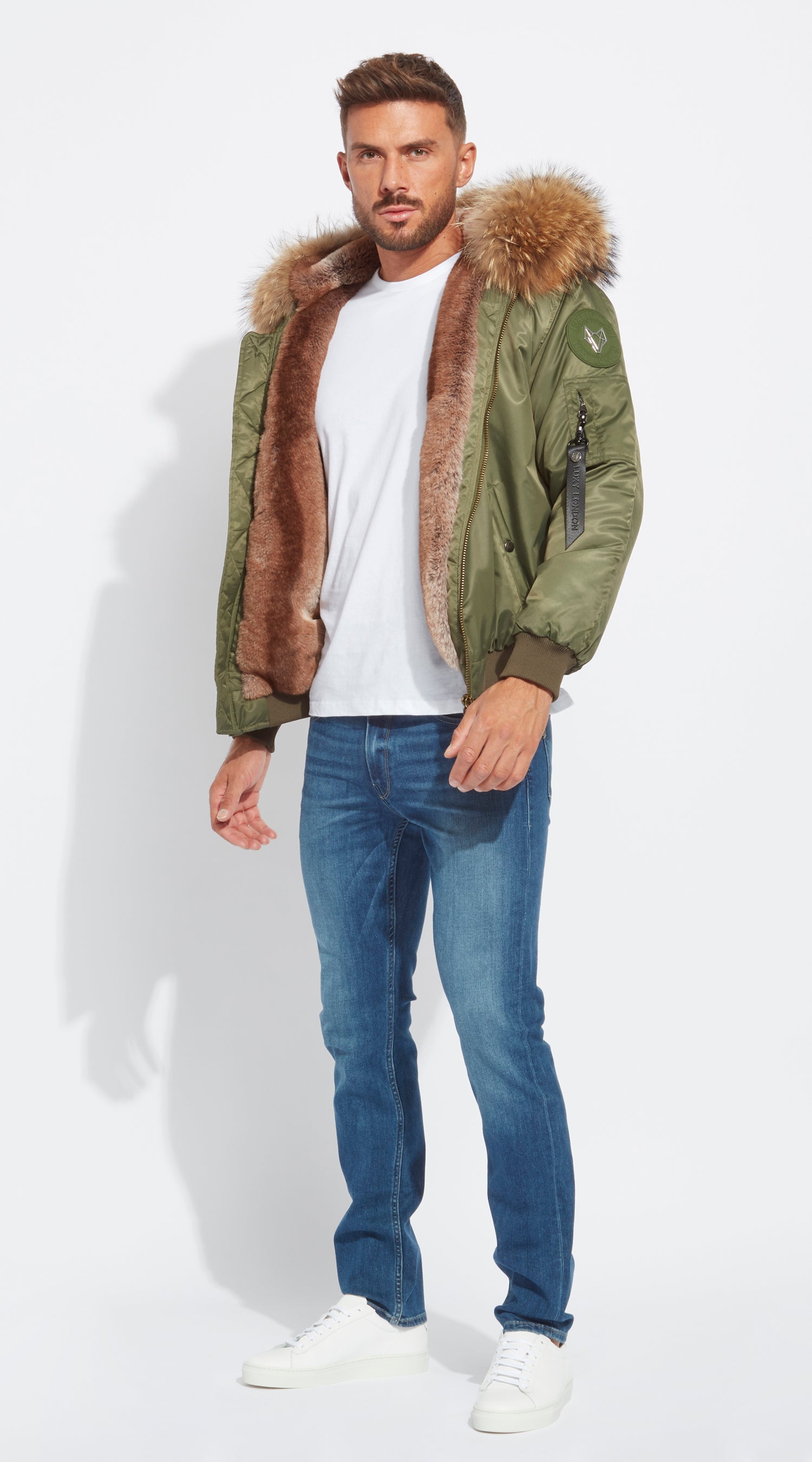 Faux-Fur Lined Bomber Jacket