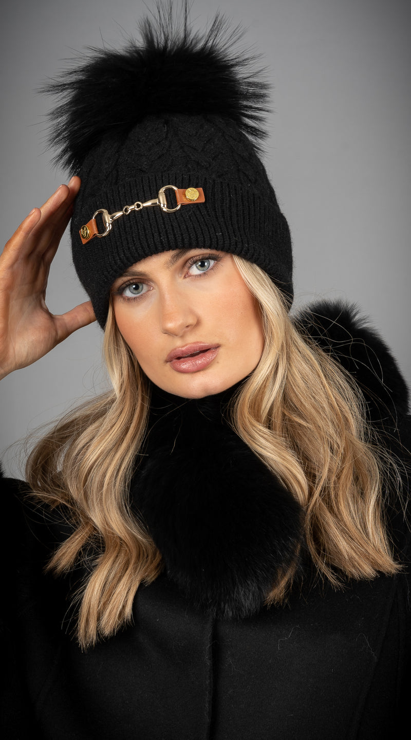 Burley Pom Pom Hat Black – Luxy London