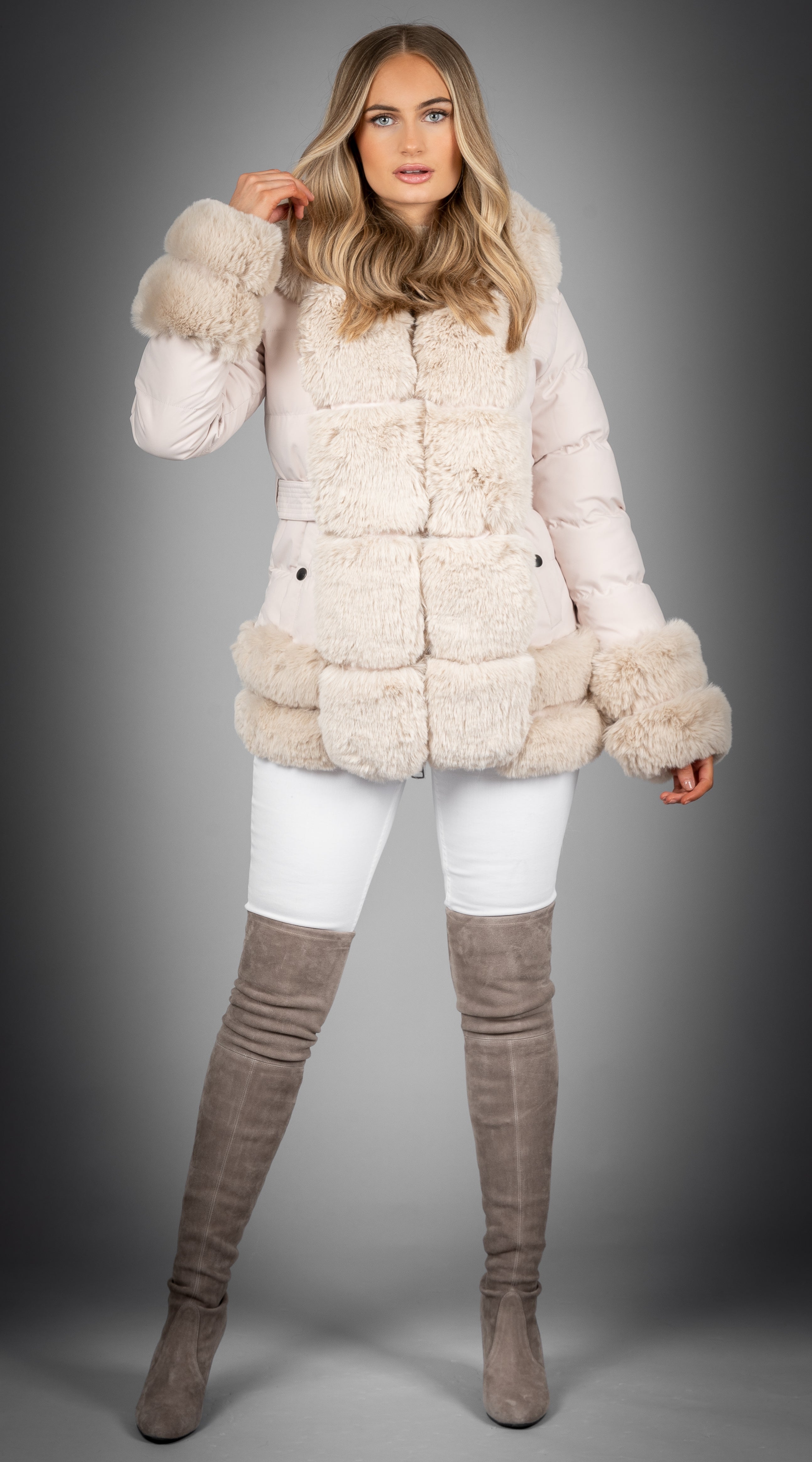 OUTLET Luxy Faux Fur Padded Coat - Vanilla