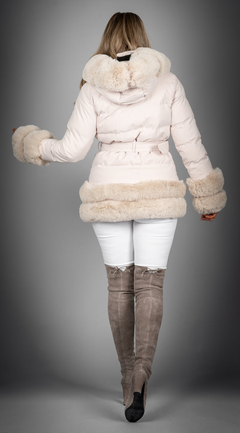 OUTLET Luxy Faux Fur Padded Coat - Vanilla