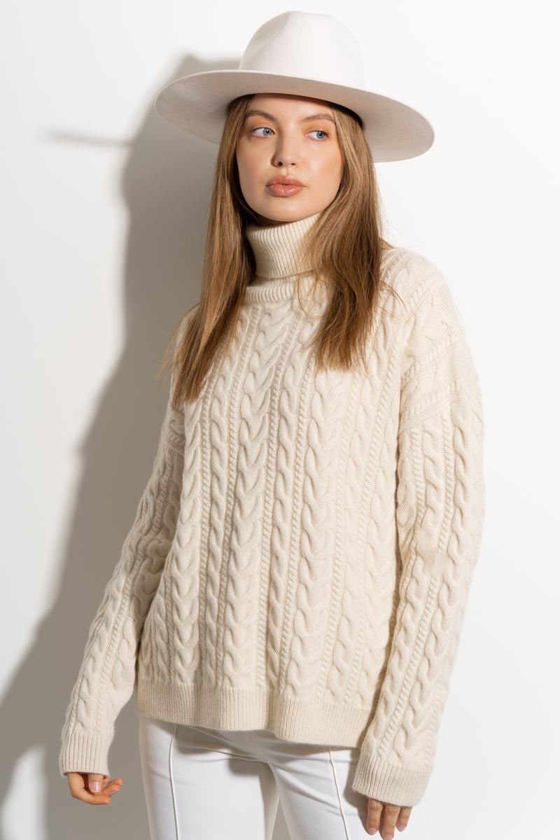 Luxy Wool Fedora Hat - Ivory/Taupe