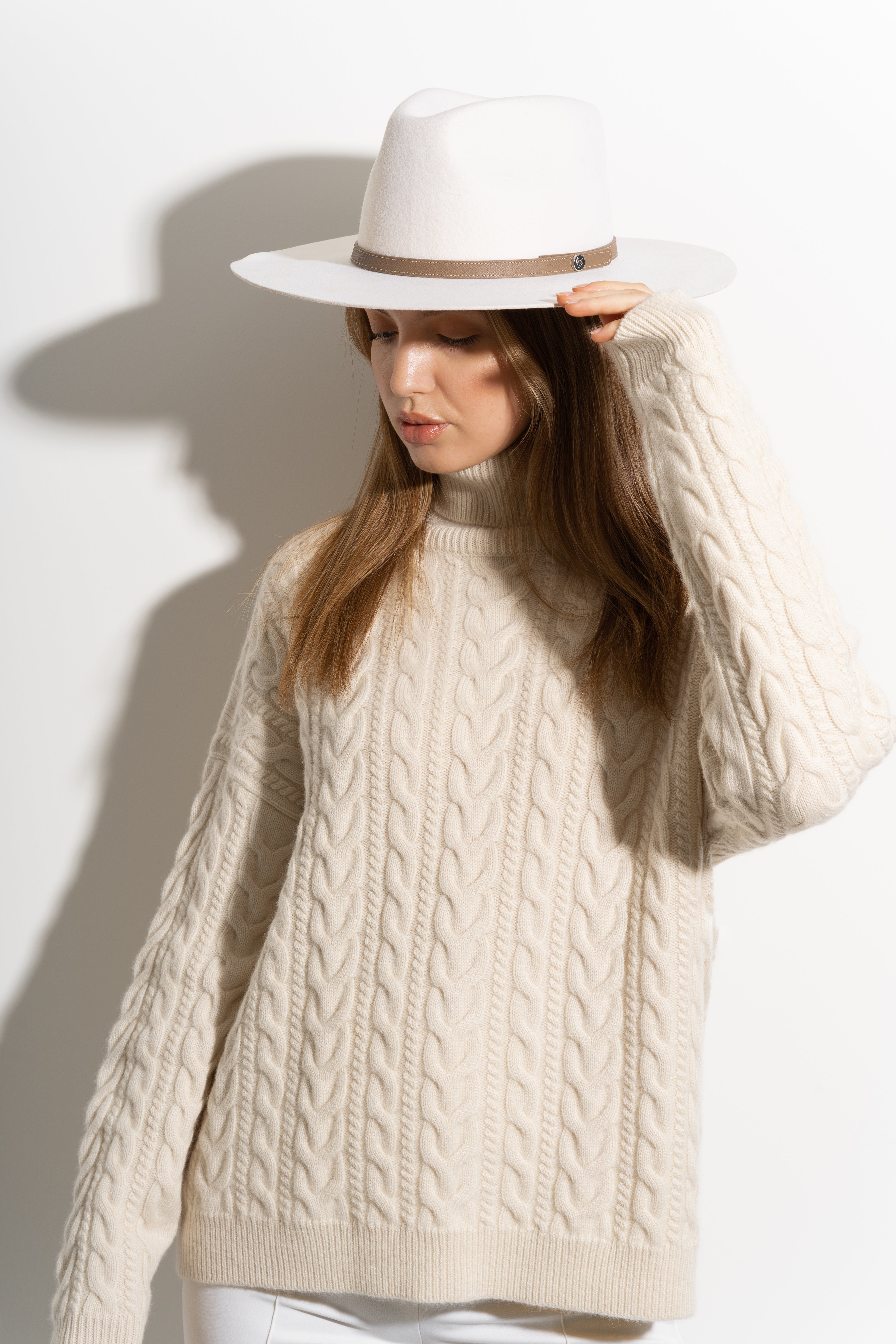 Luxy Wool Fedora Hat - Ivory/Taupe