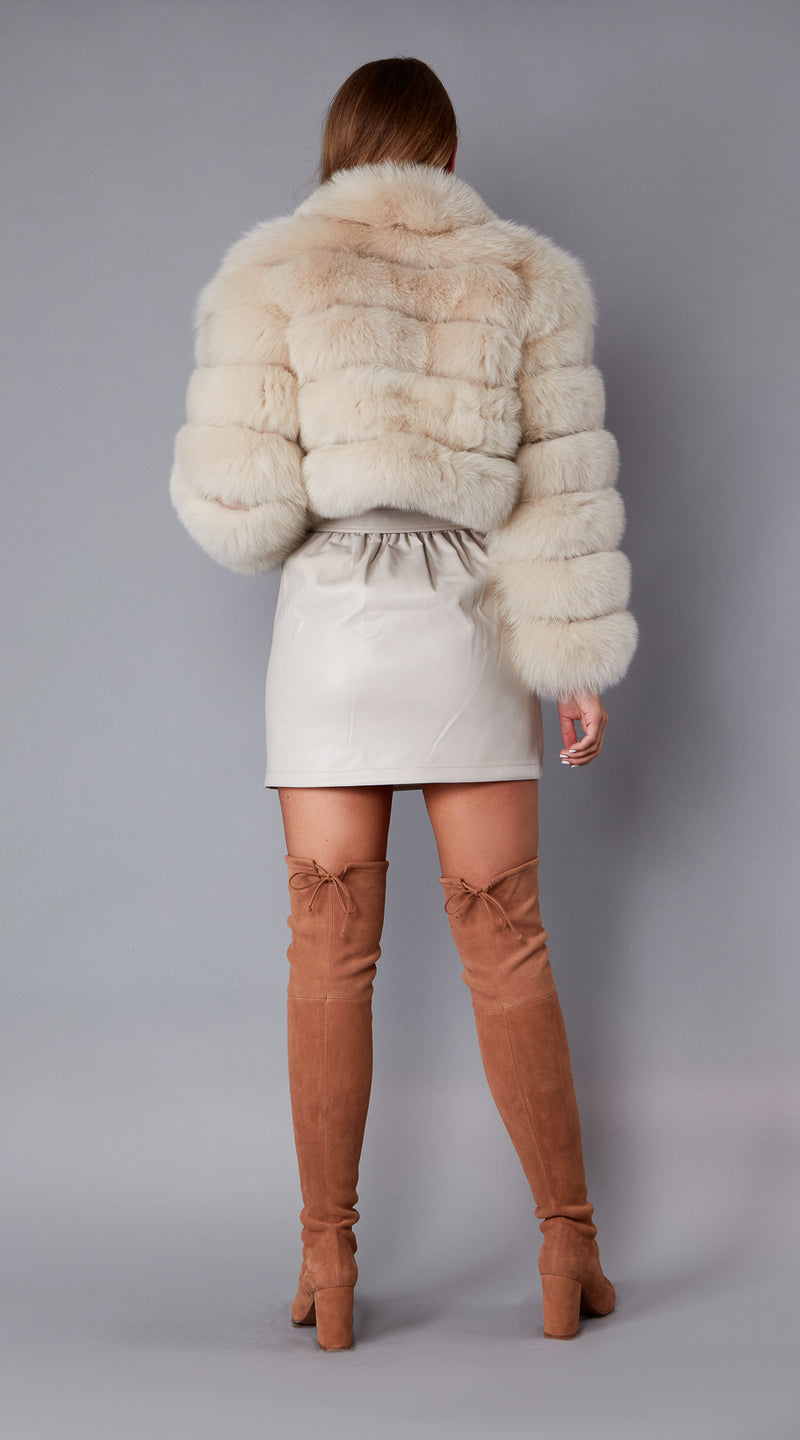 Supreme Luxy Cropped Fox Fur Coat - Buttermilk