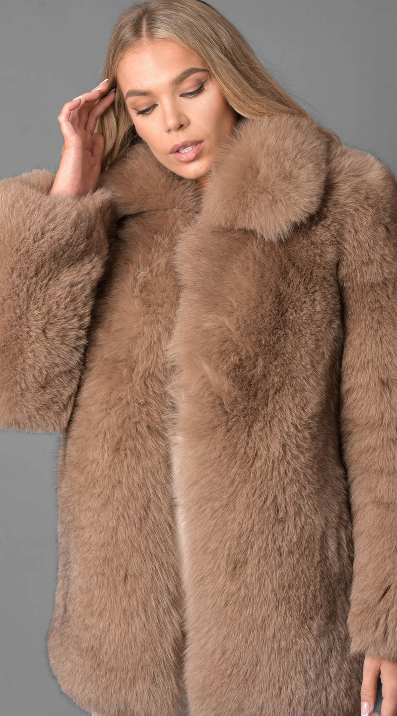 Supreme Luxy Fox Fur Collared Coat