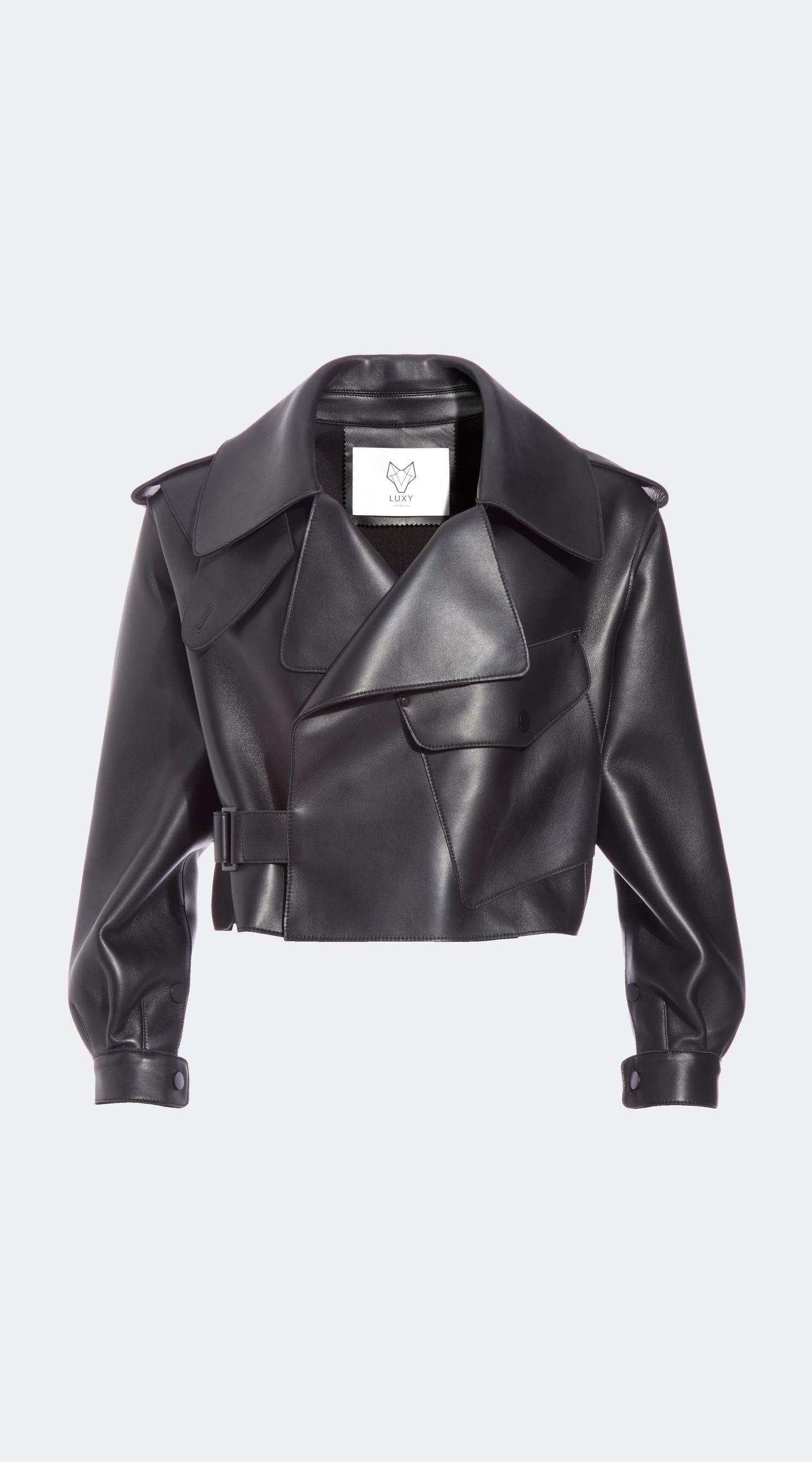 Luxy Oversized Leather Jacket - Black