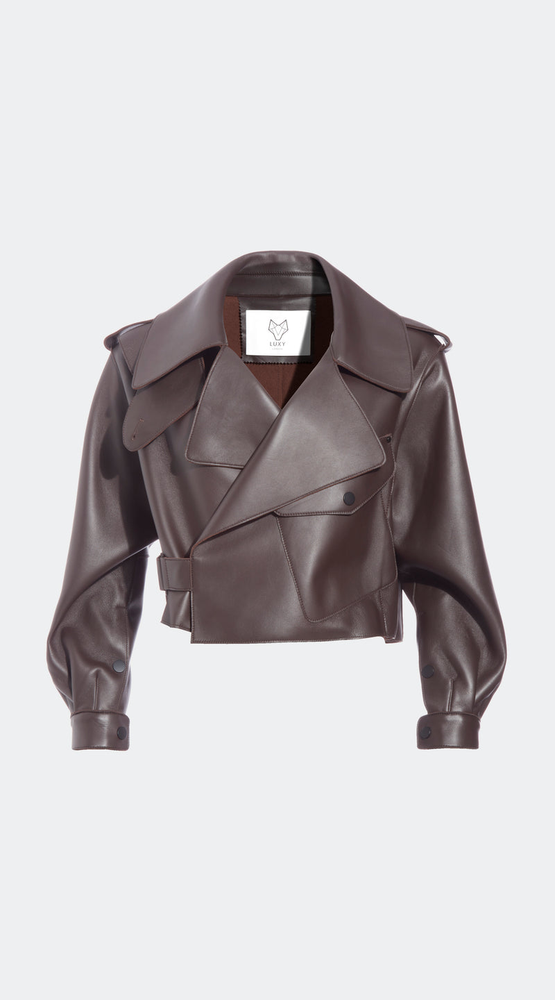 Luxy Oversized Leather Jacket - Sable