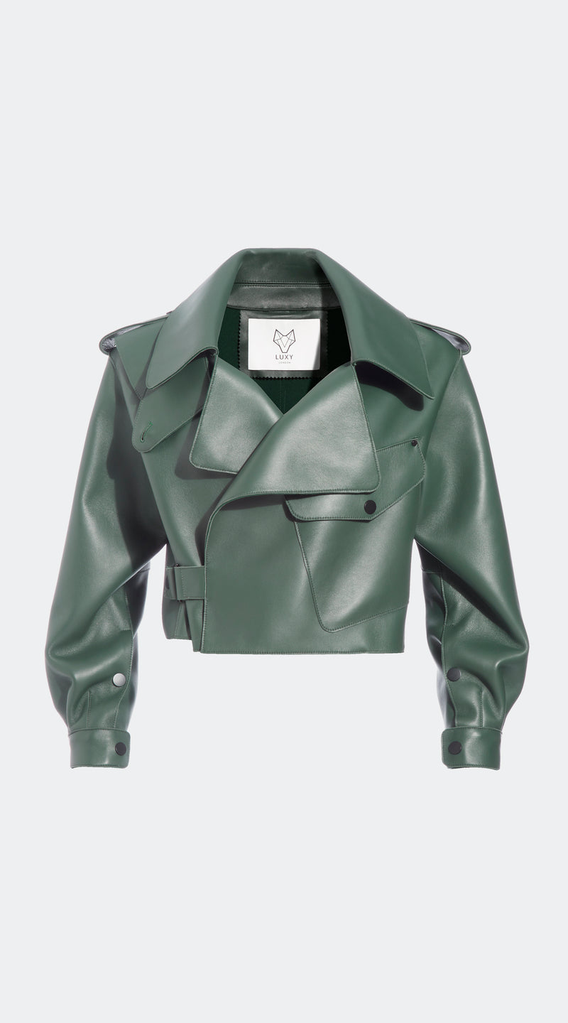 Luxy Oversized Leather Jacket - Emerald Green