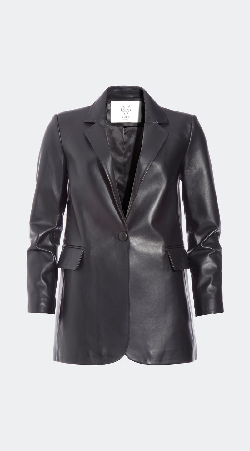 Luxy Leather Blazer- Black