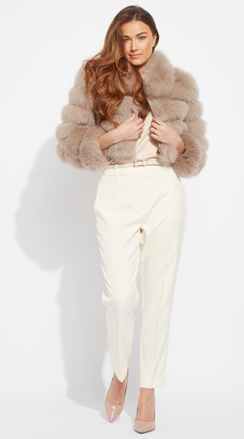 Supreme Luxy Cropped Fox Fur Coat - Taupe
