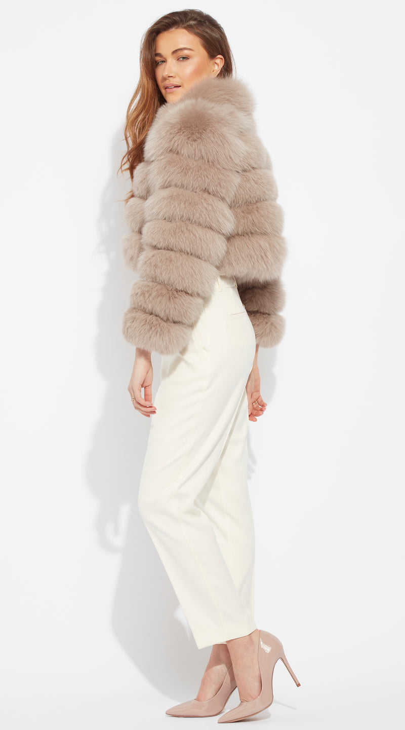 Supreme Luxy Cropped Fox Fur Coat - Taupe