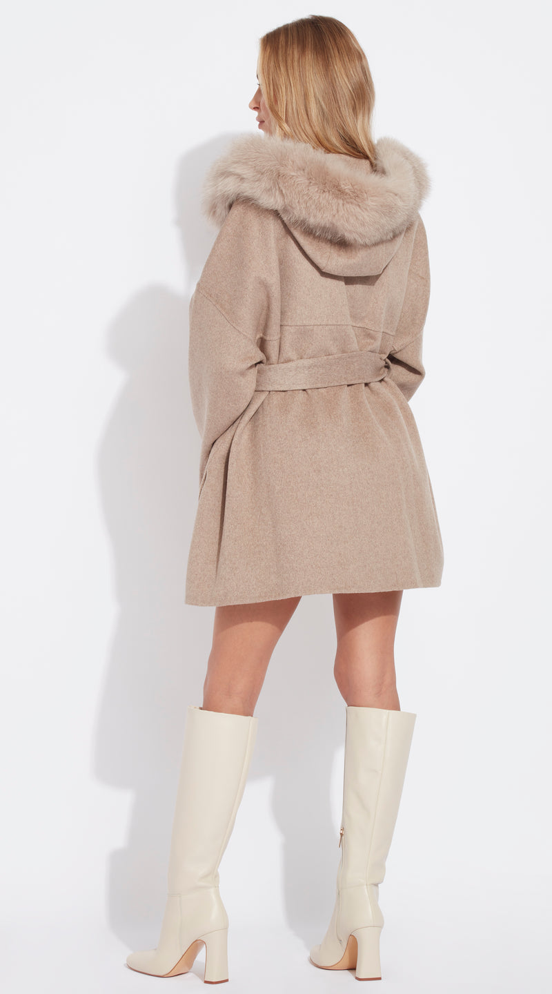 Hood Fox Fur Trimmed Coat Unbranded Women's Fur Trim Parka With